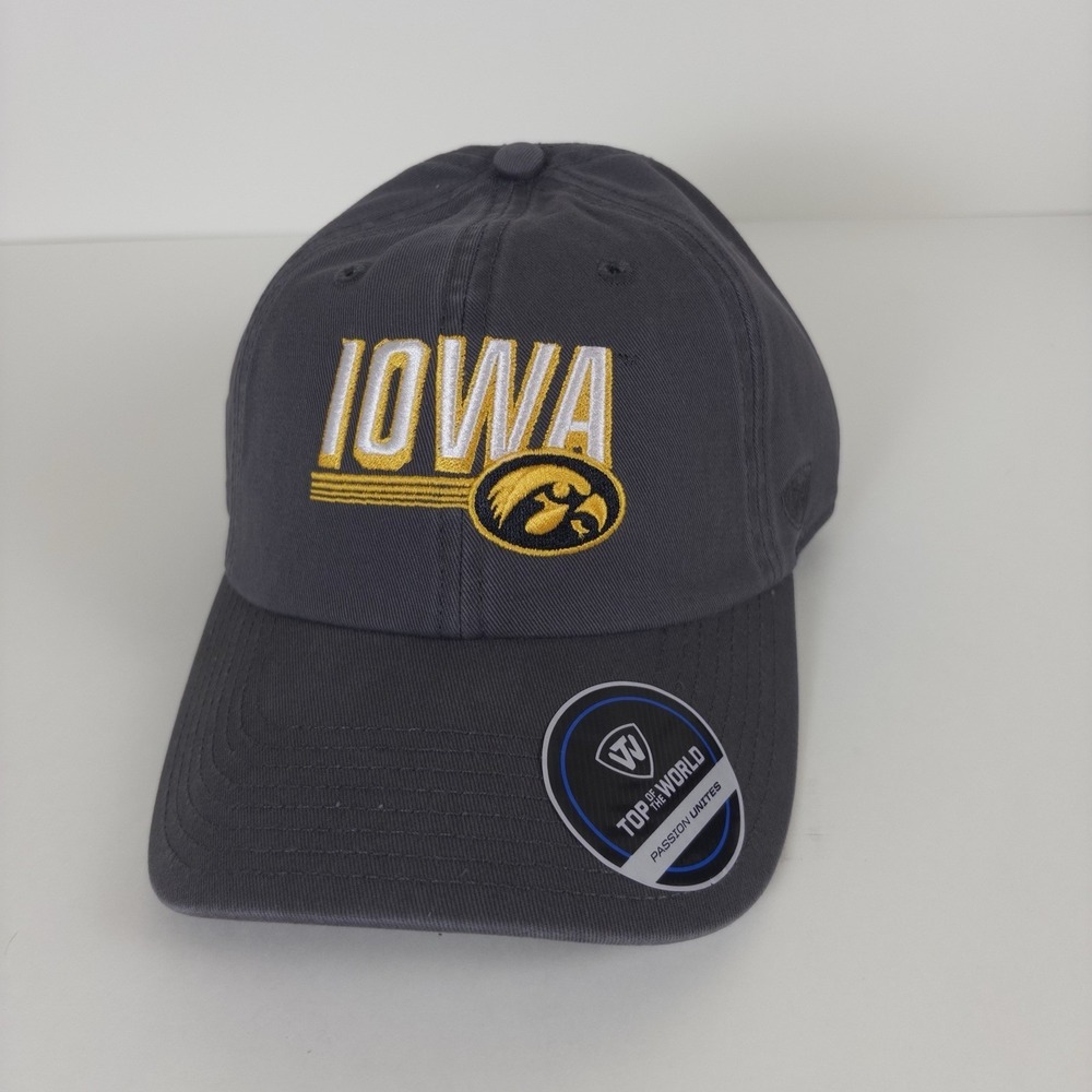 Iowa Hawkeyes Slice Adjustable Hat Mens‎ Top Of The World Gray NEW